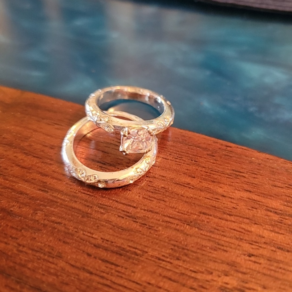 Wedding Ring Set, silver, sz 7